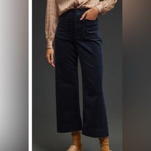 NWT Maeve Anthro Colette Cropped Corduroy Pants Womens Size 27P Petite Navy Blue